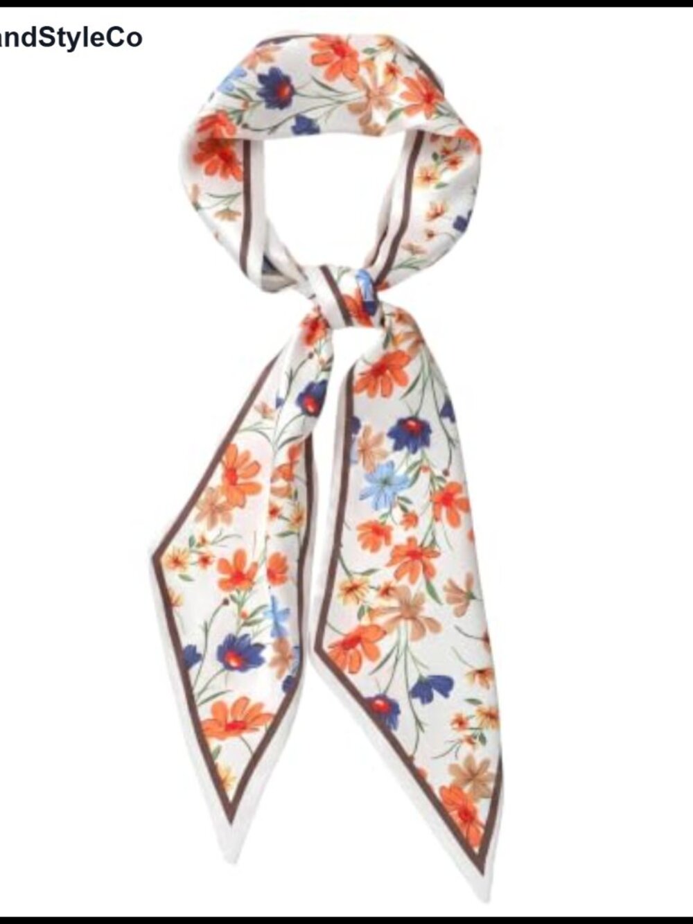 Polyester Floral Print Silk Feel Scarf Belt for Purse Hair Neck 55x5.3 In